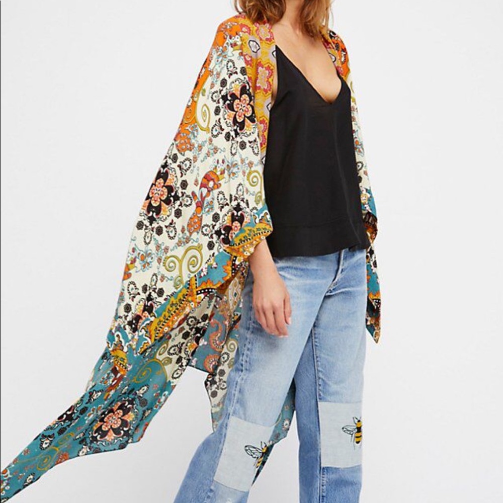 Free People Little Wing Mix Print Kimono